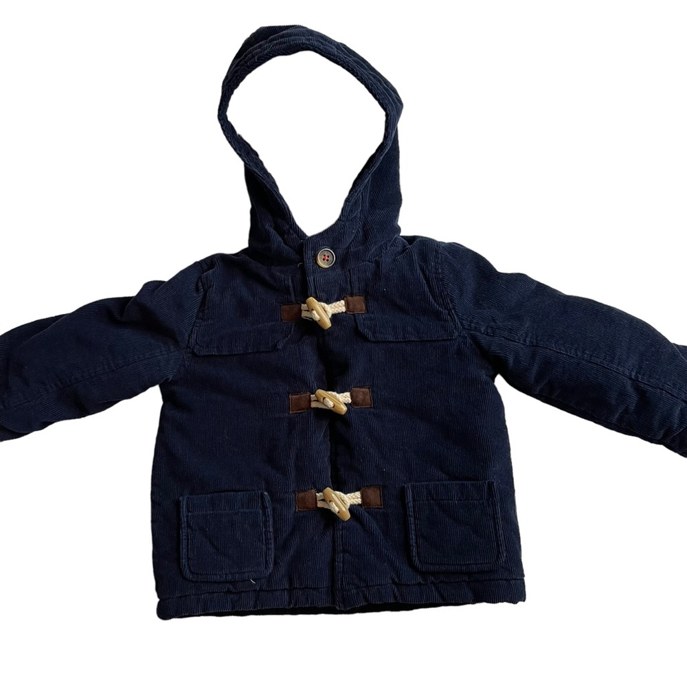 Baby Boden Navy Corduroy Toggle Hooded Coat 12-18 months